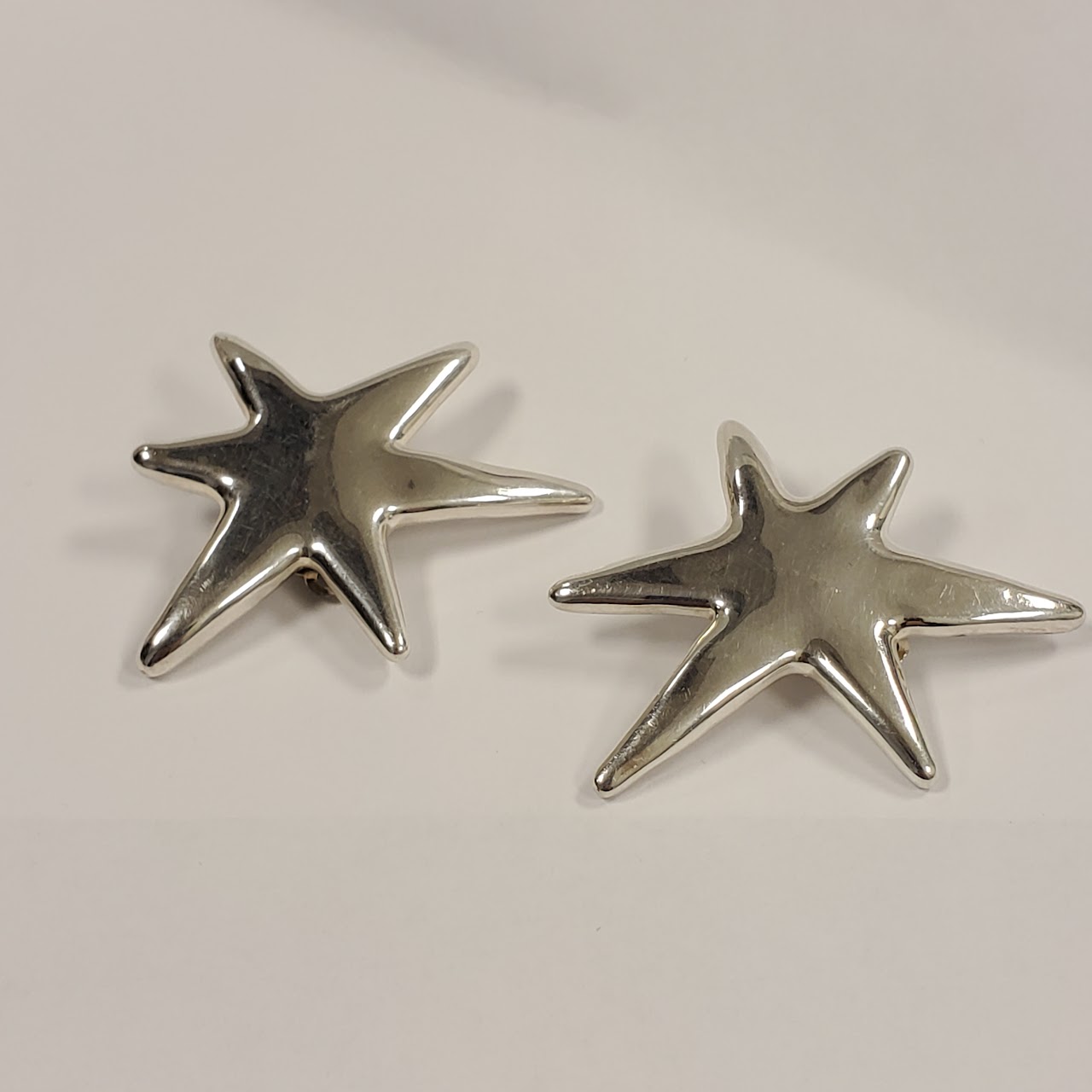 Sterling Silver Abstract Star Clip Earrings