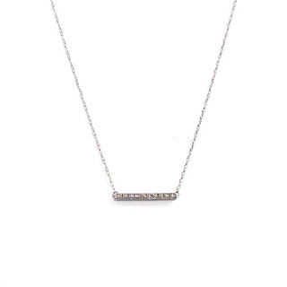 10K White Gold and Diamond Bar Pendant Necklace