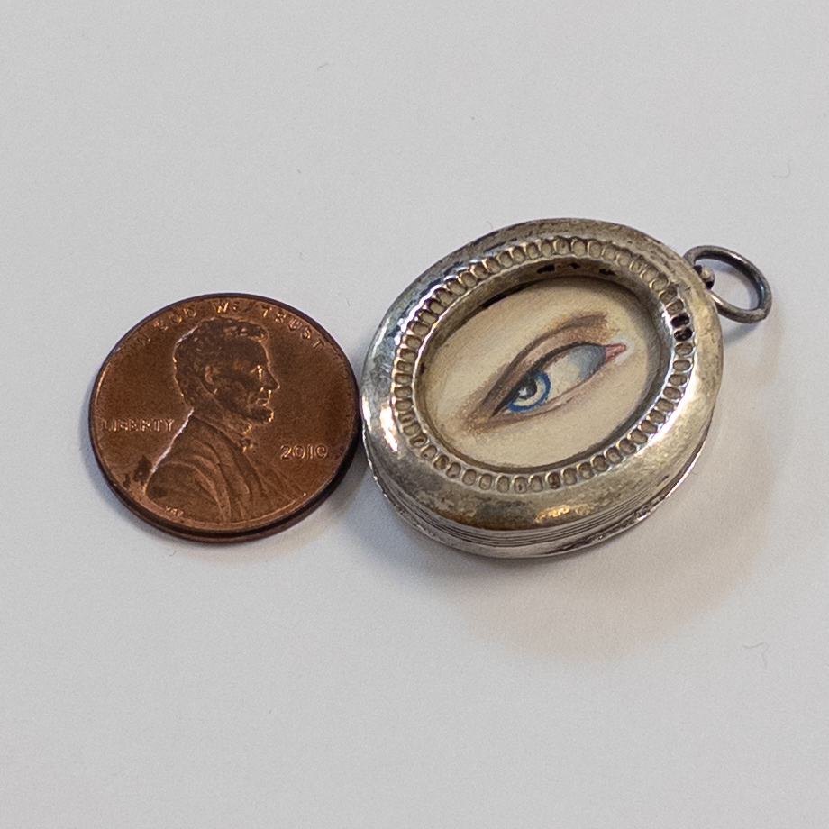 Tiny Eye Painting Pendant in Sterling Silver Frame