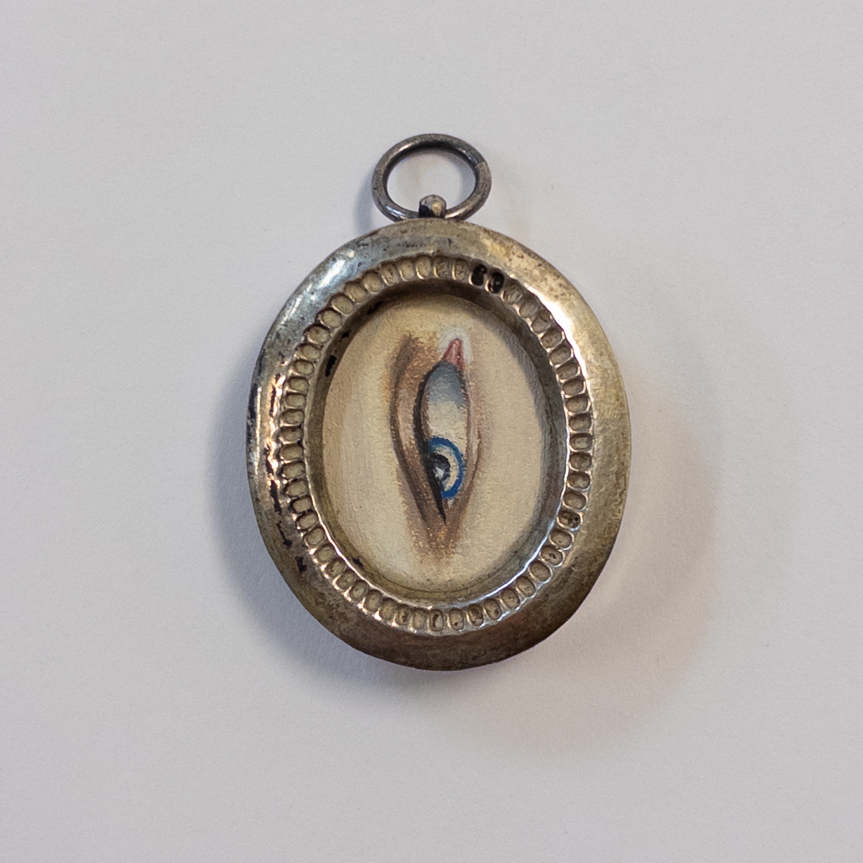 Tiny Eye Painting Pendant in Sterling Silver Frame