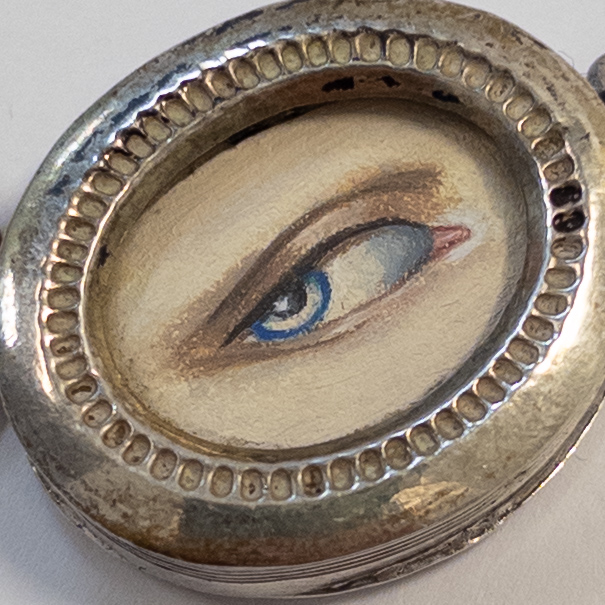 Tiny Eye Painting Pendant in Sterling Silver Frame