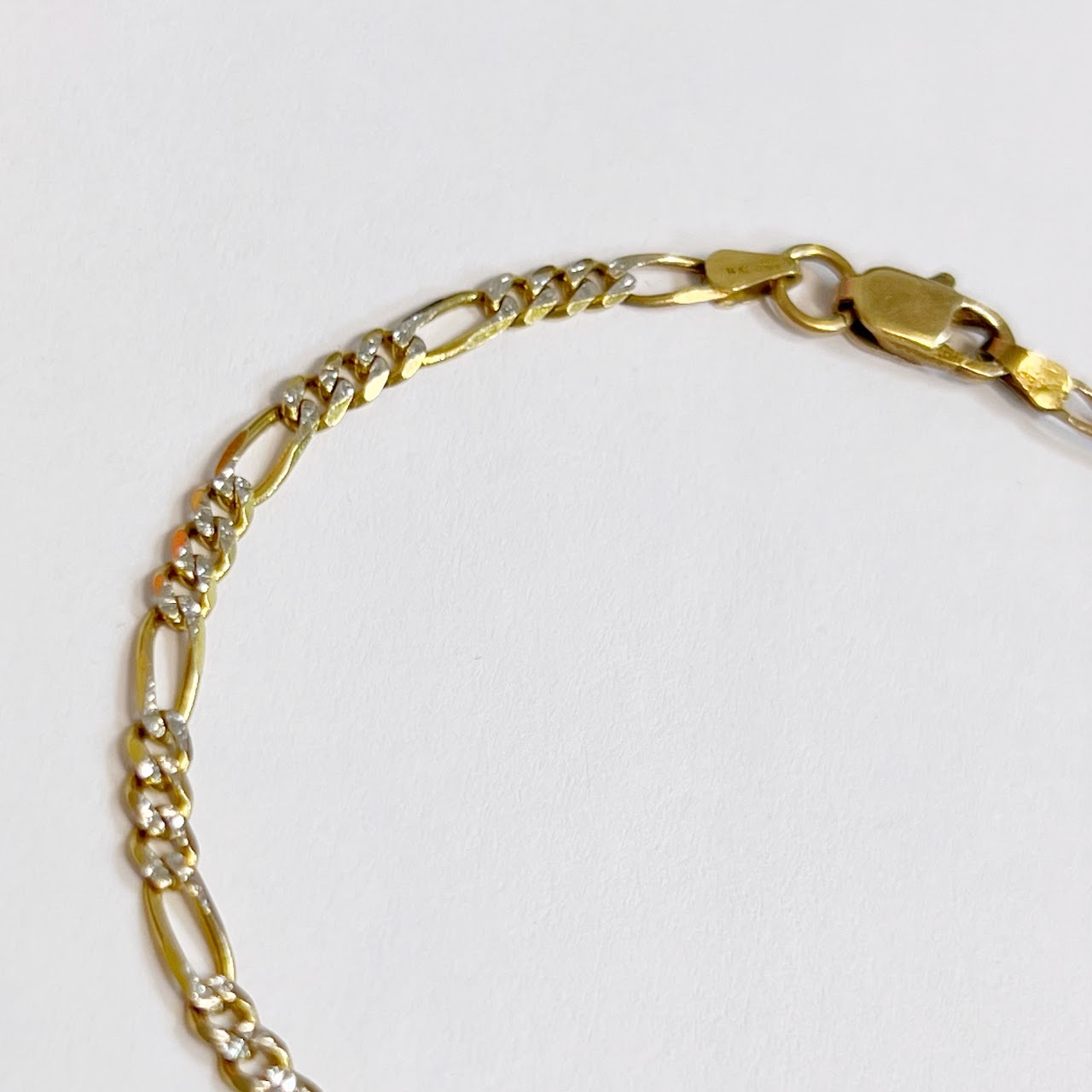 14K Bi-Color Gold Figaro Chain Bracelet