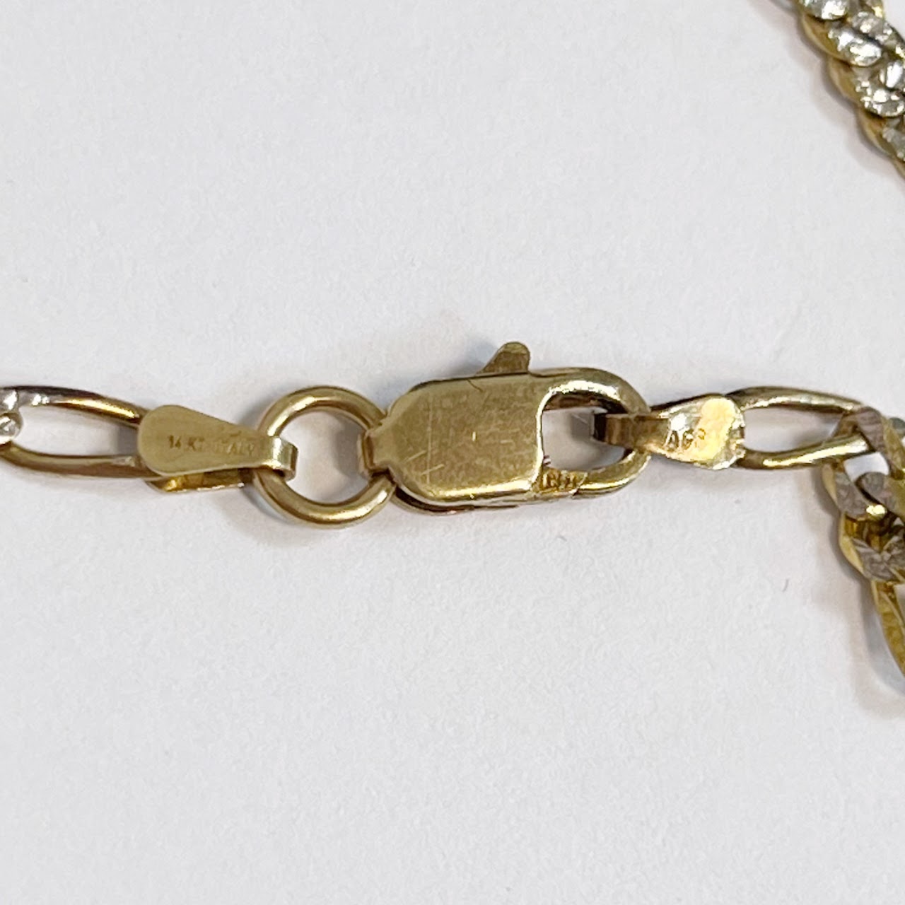 14K Bi-Color Gold Figaro Chain Bracelet