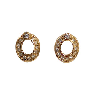 Christian Dior Oval Clear Stone Embellished Earrings