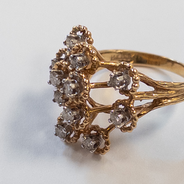 14K Gold and Diamond Cocktail Ring