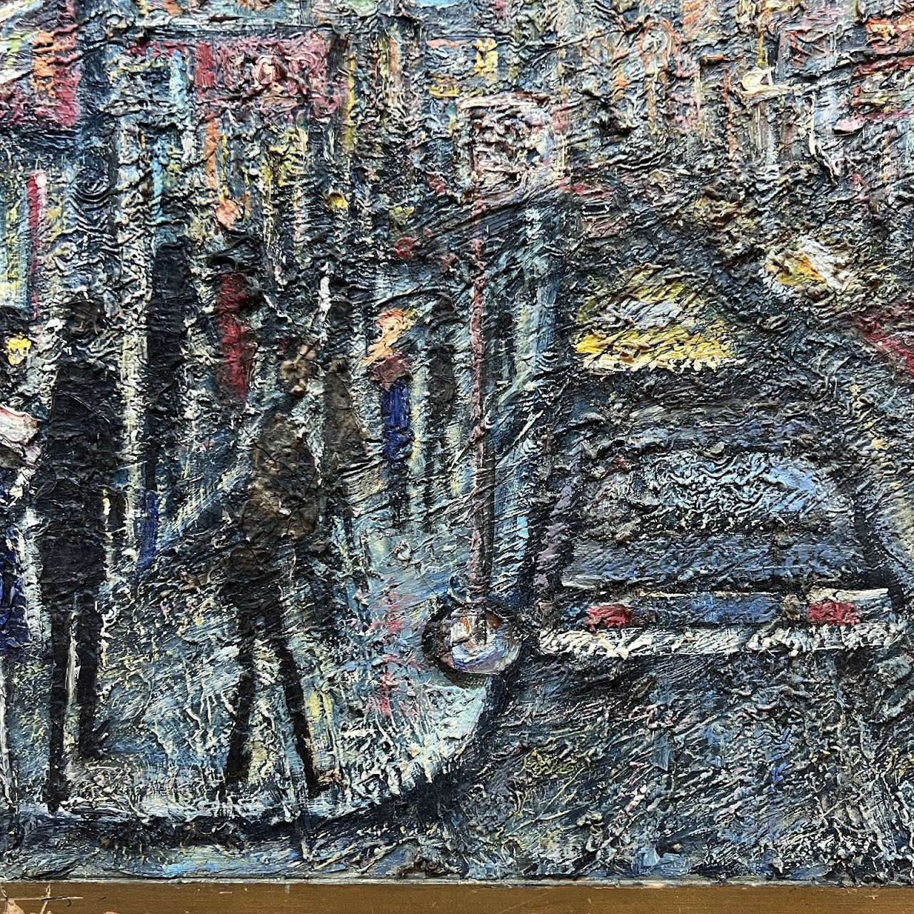 Post-Impressionist Style City Street Scene Oil Painting