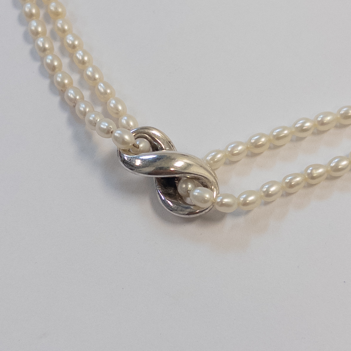 Tiffany & Co. Sterling Silver Infinity Pendant Pearl Necklace