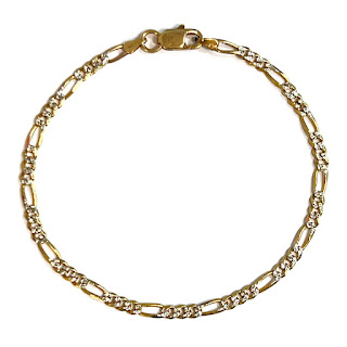 14K Bi-Color Gold Figaro Chain Bracelet