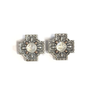 Sterling Silver, 14K Rose Gold and Moonstone Clip Earrings