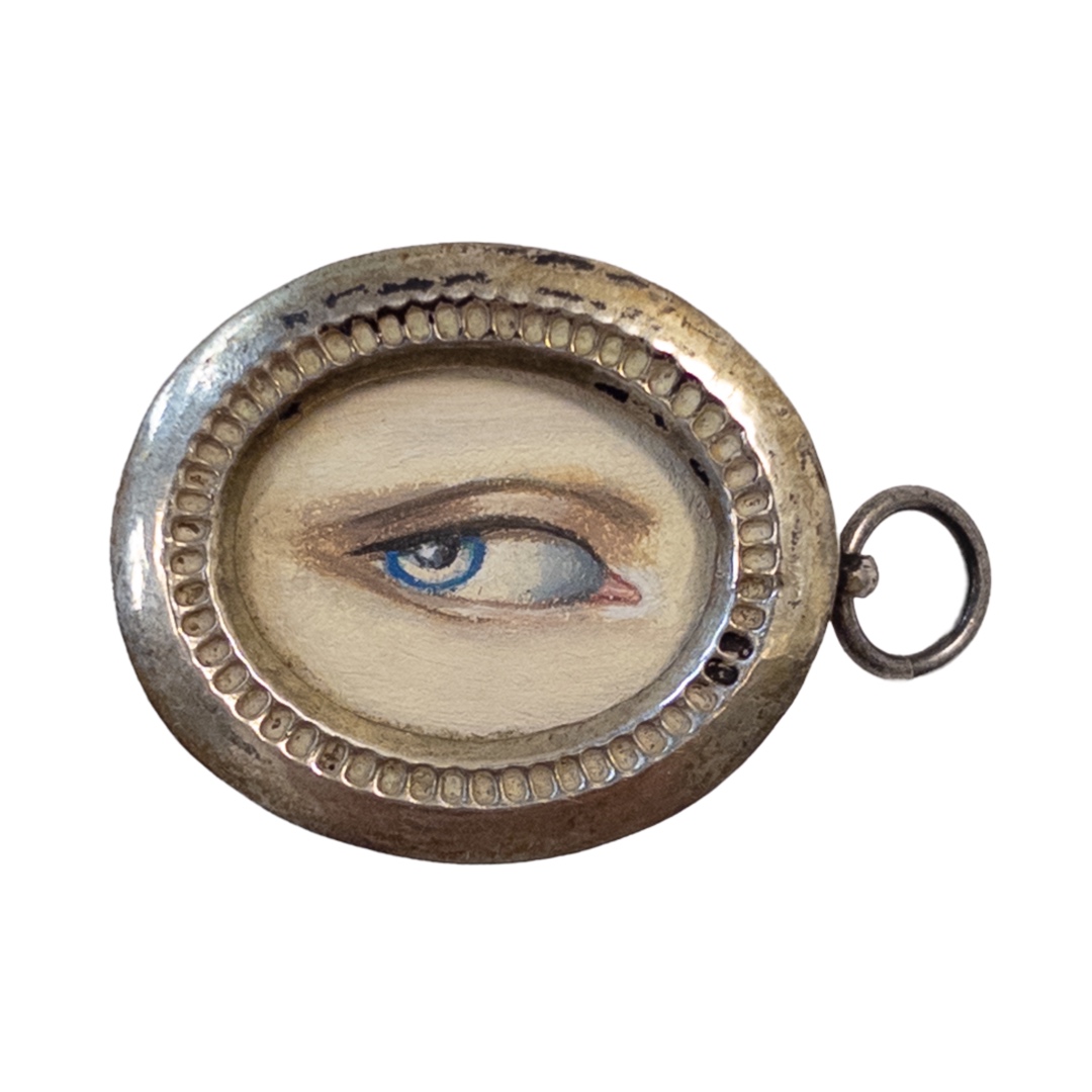 Tiny Eye Painting Pendant in Sterling Silver Frame