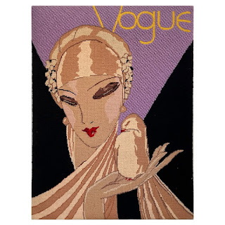 After Eduardo Garcia Benito Vogue Cover  Vintage Embroidered Textile