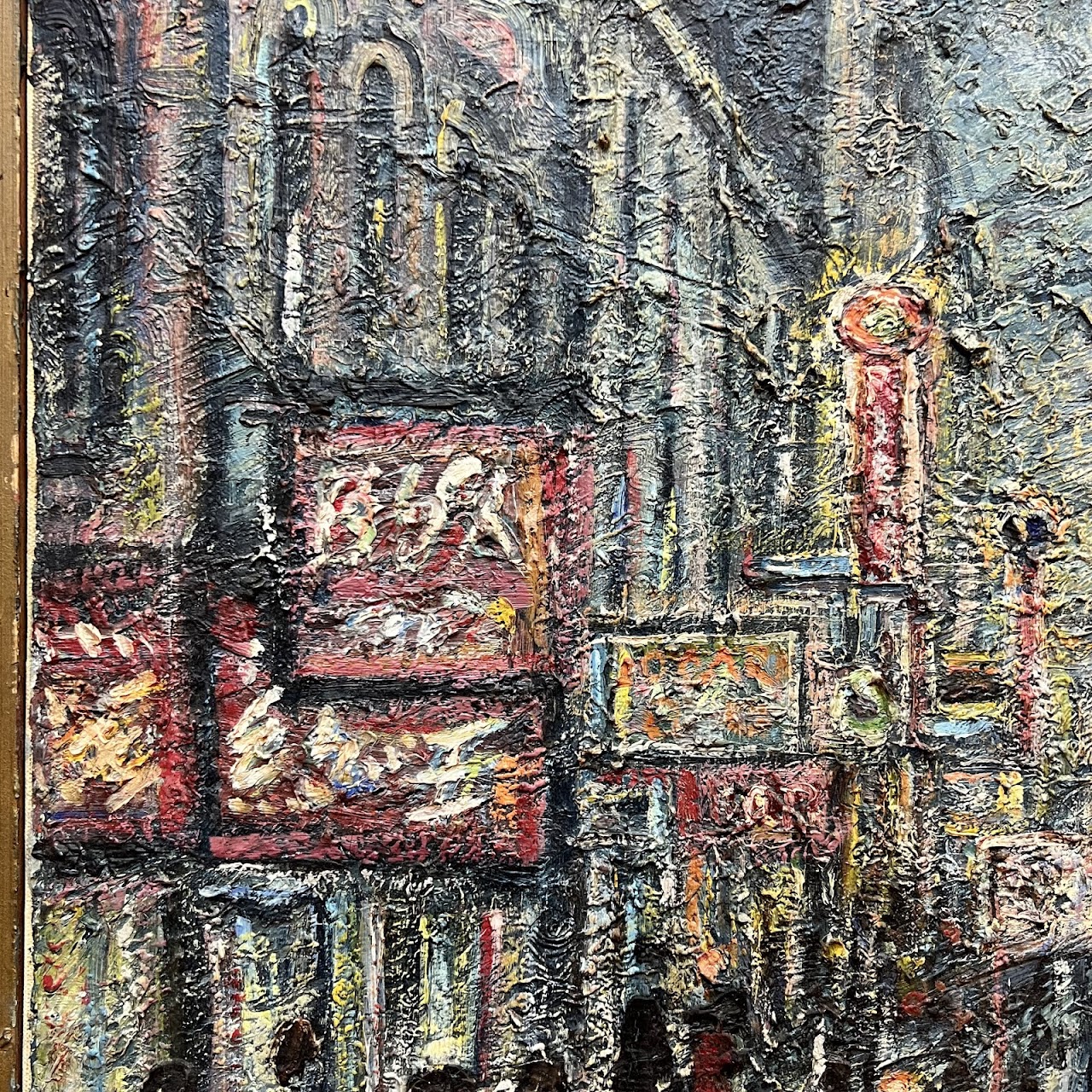 Post-Impressionist Style City Street Scene Oil Painting