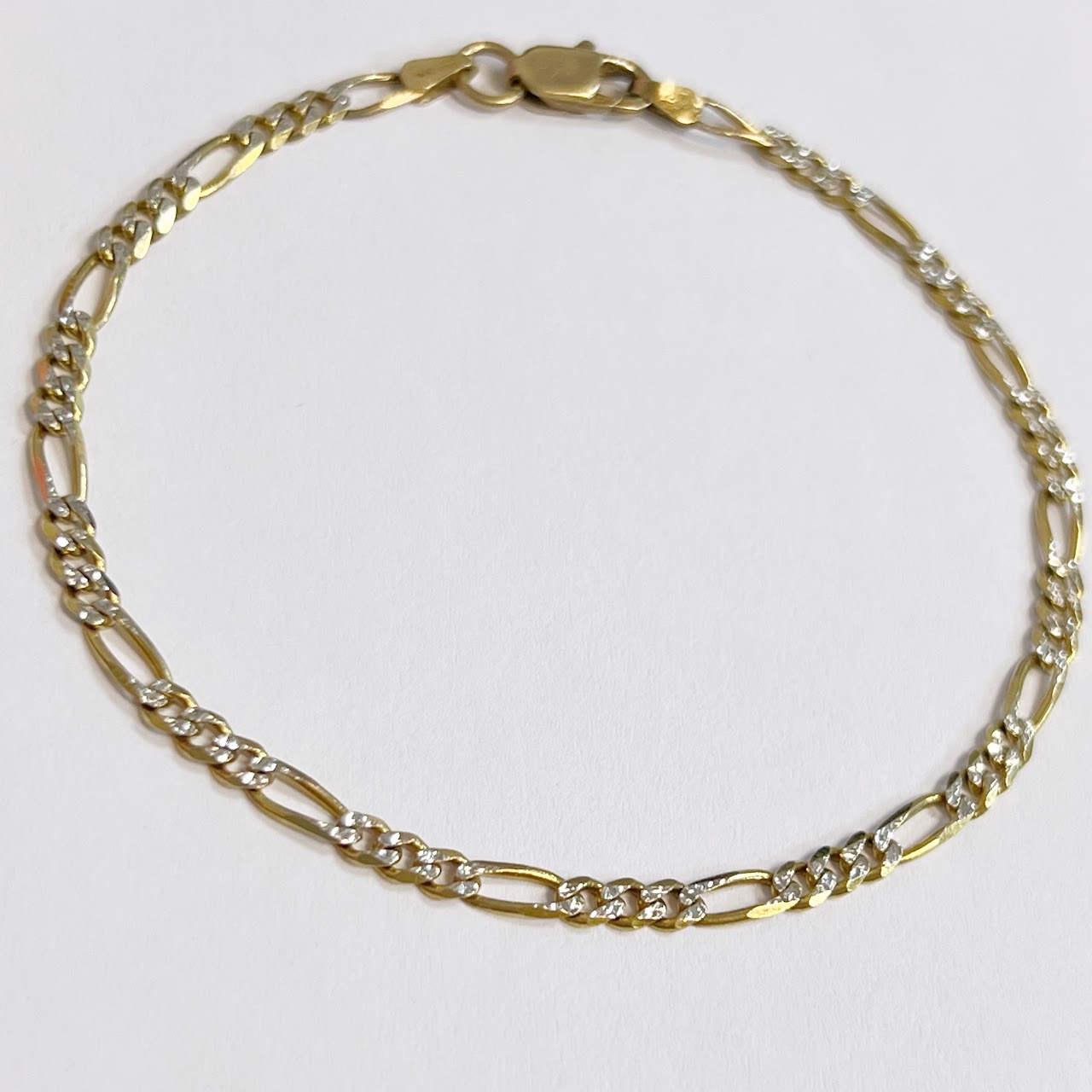 14K Bi-Color Gold Figaro Chain Bracelet