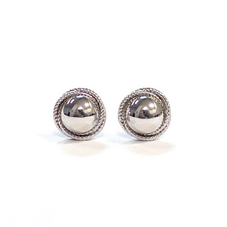 14K White Gold Twist Bezel Clip Earrings