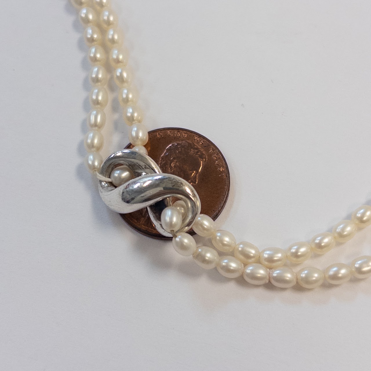 Tiffany & Co. Sterling Silver Infinity Pendant Pearl Necklace