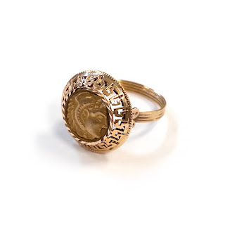 14K Gold Roman Centurion Cameo Medallion Ring