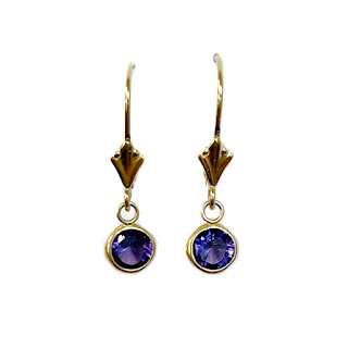 14K Gold and Amethyst Drop Earrings