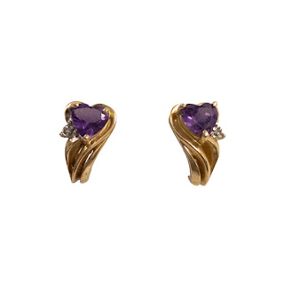 10K Gold, Amethyst and Diamond Earrings