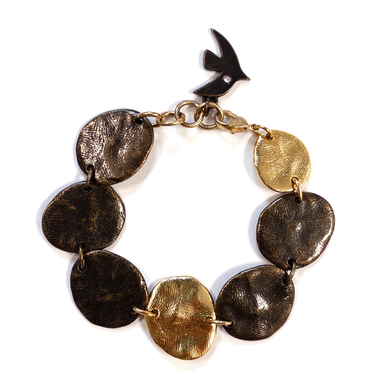 Cecile Jeanne Vintage Antiqued Flat Disc Bracelet