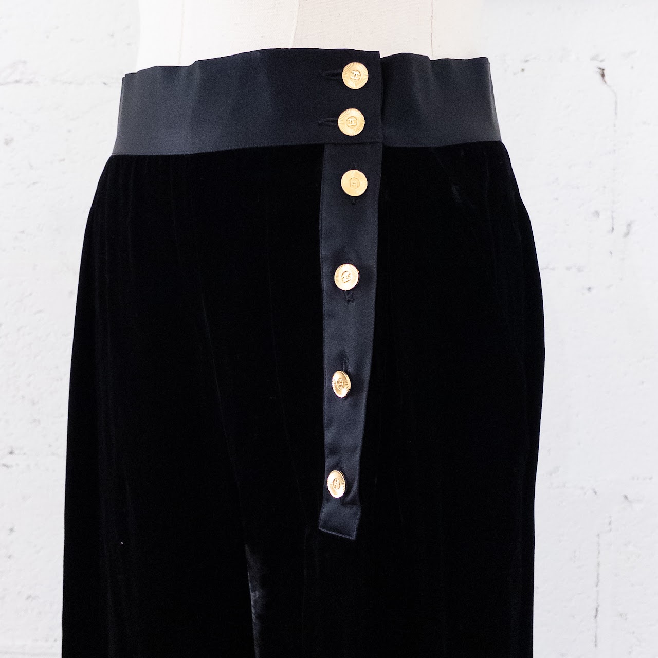 Chanel High Waist Velvet Wide Leg Trousers