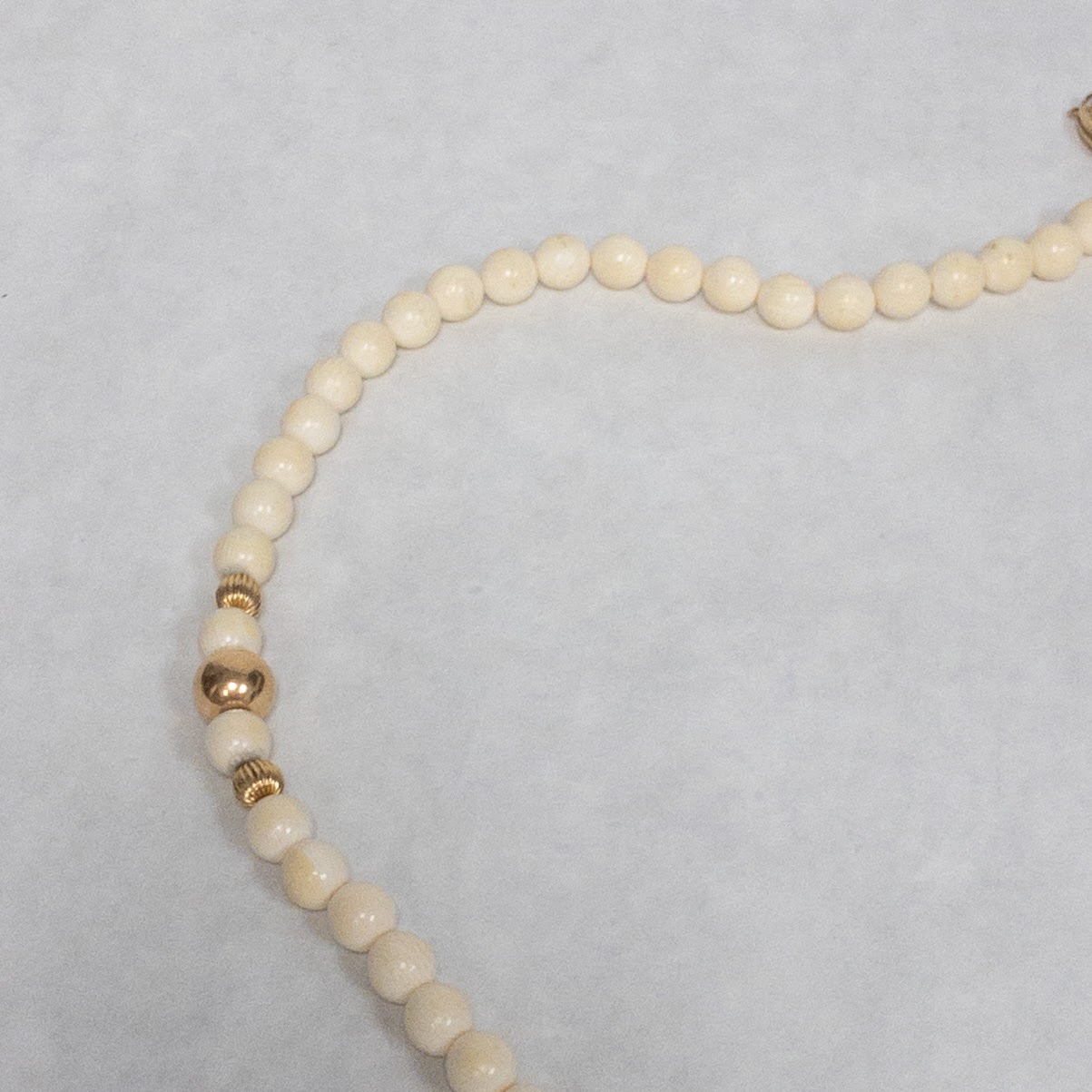 14K Gold White Coral Bead Strand