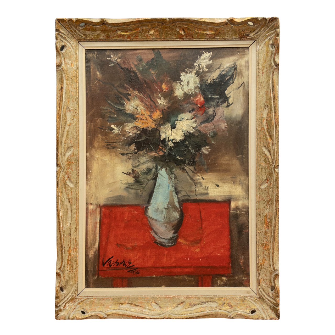 Vassenz Signed Largescale Still Life Floral Oil Painting