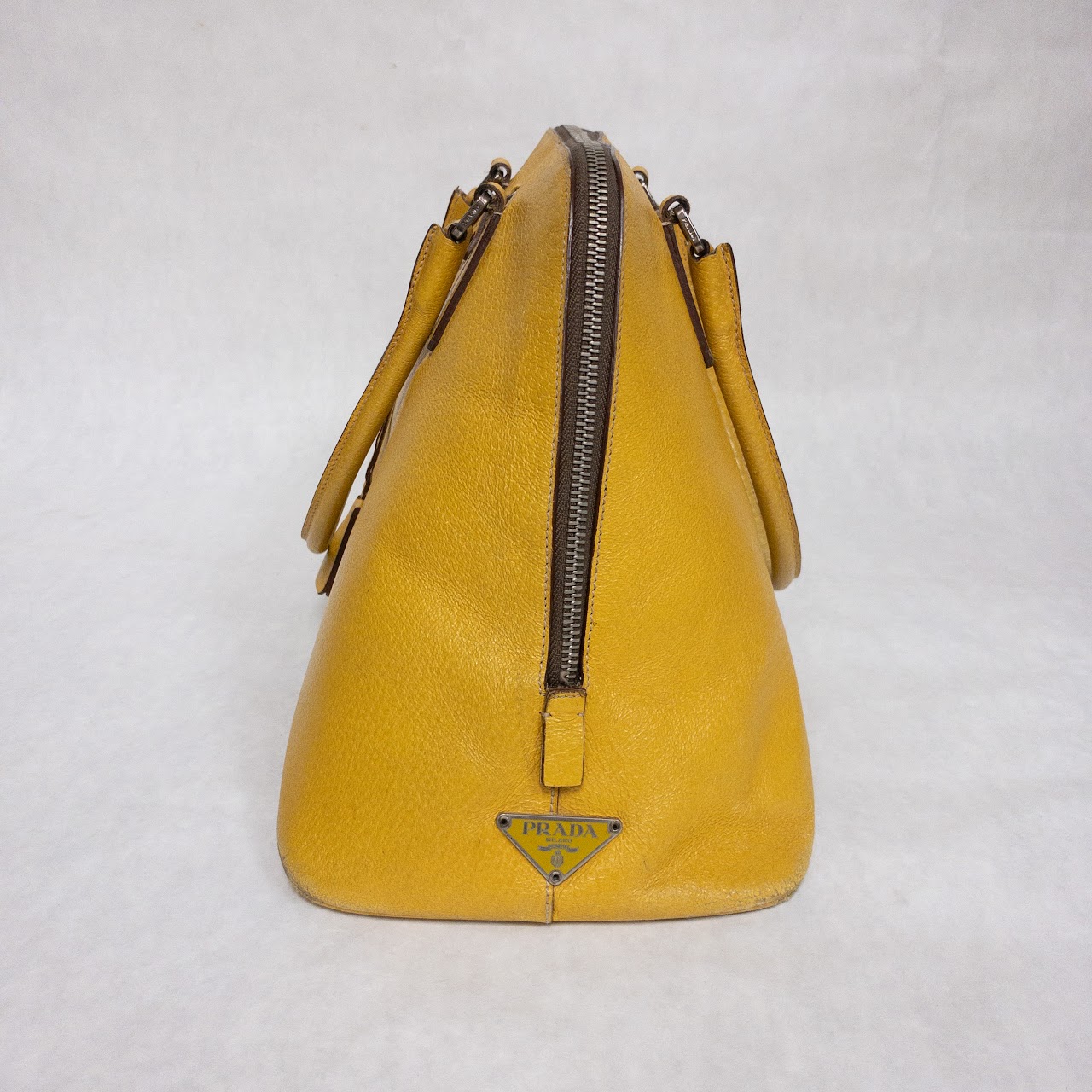 Prada Yellow Leather Dome Satchel