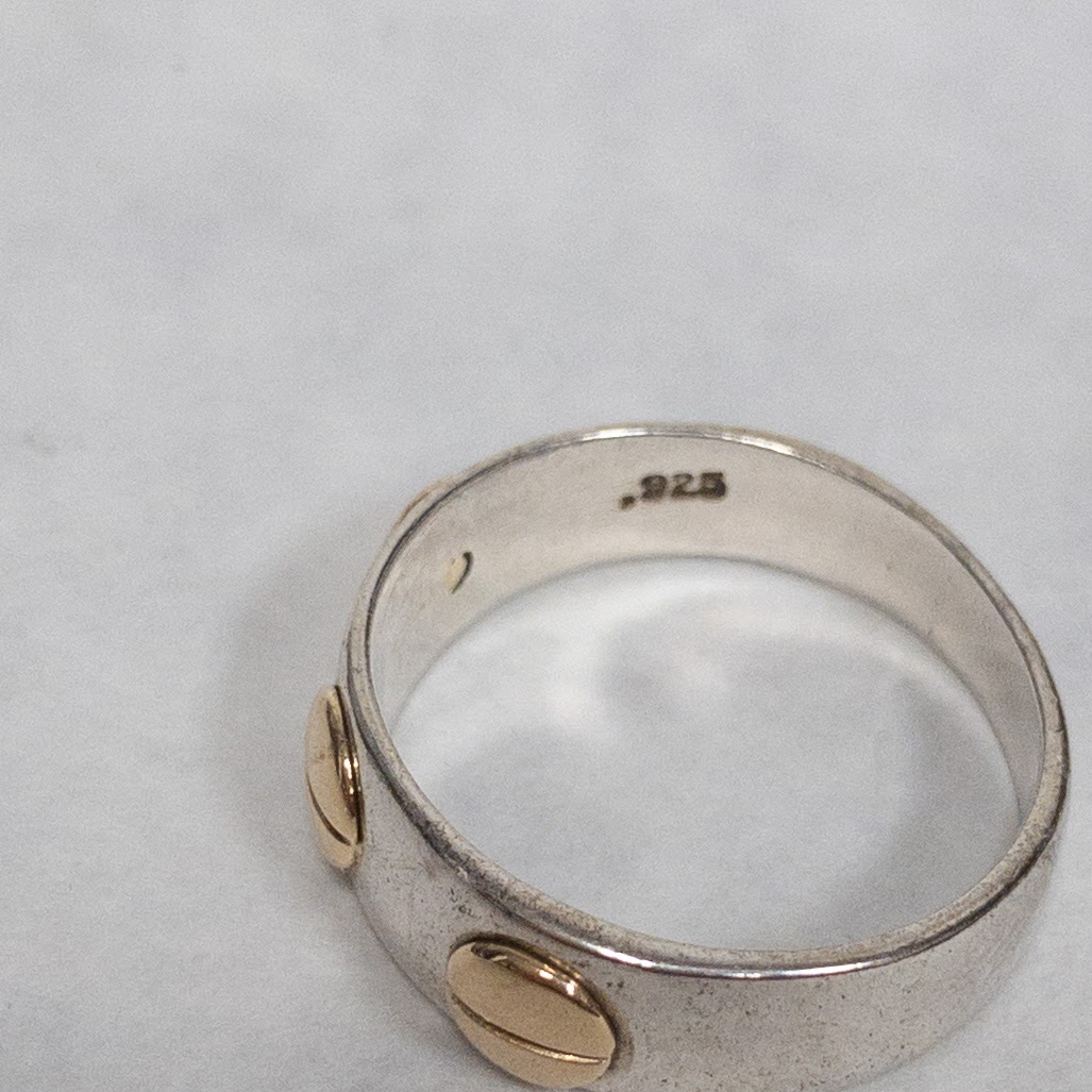 Sterling Silver & 14K Gold Screw Band Ring