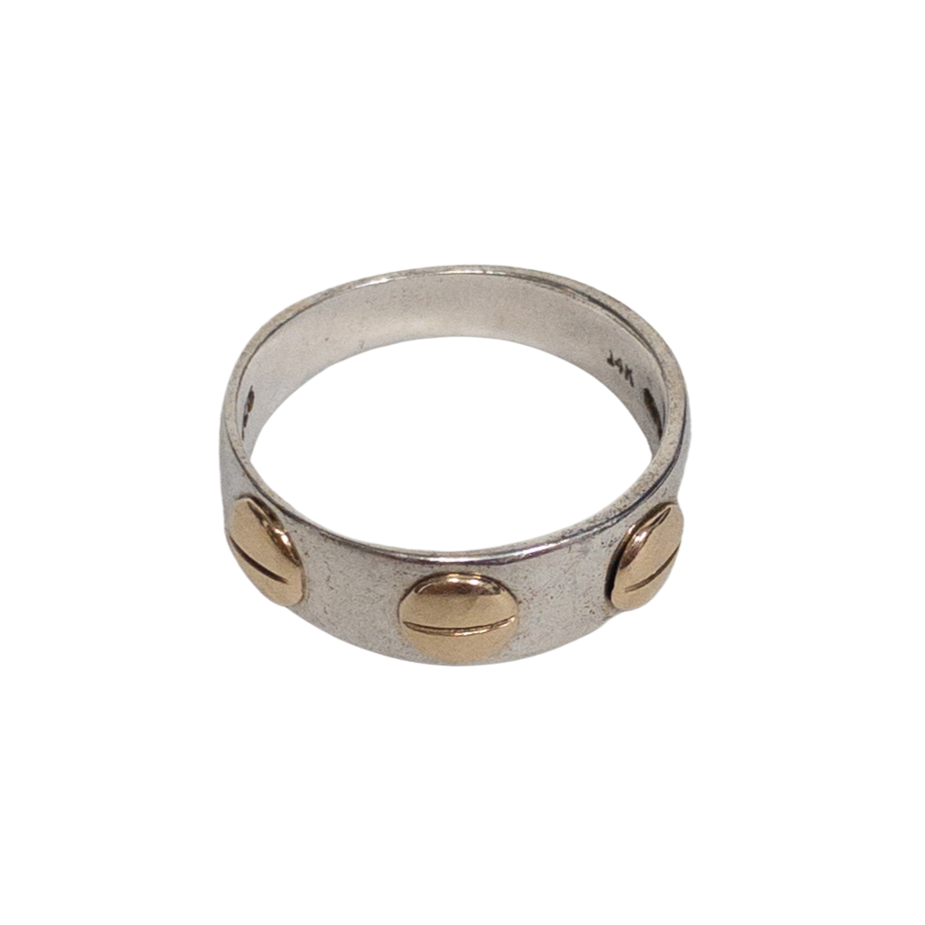 Sterling Silver & 14K Gold Screw Band Ring