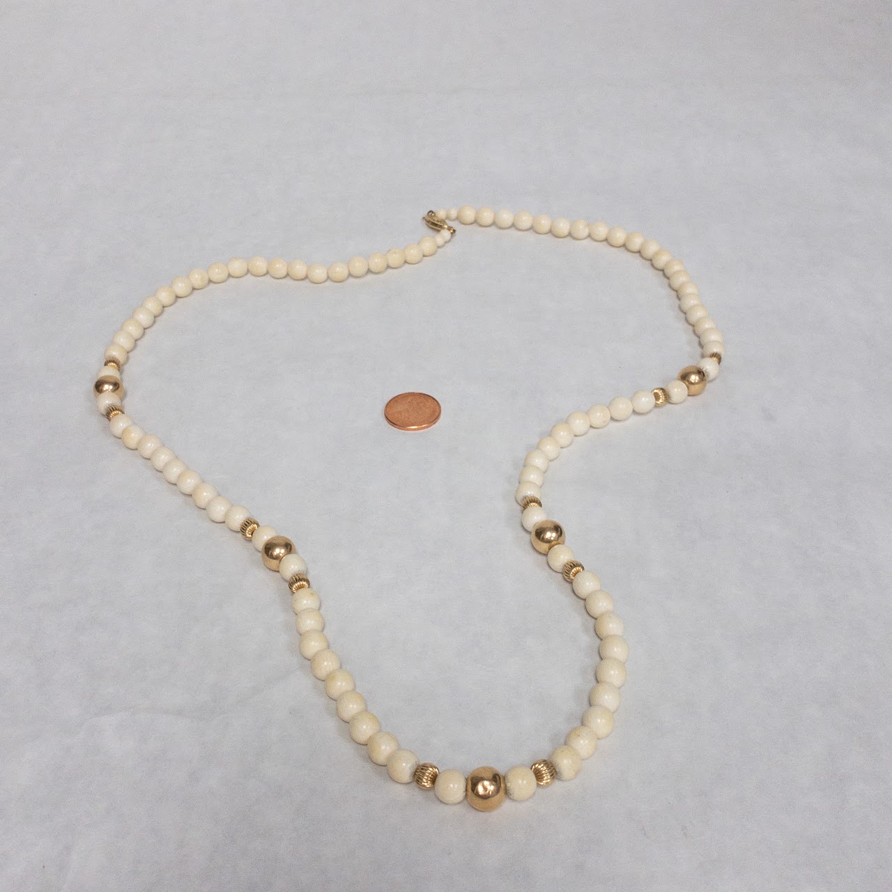 14K Gold White Coral Bead Strand