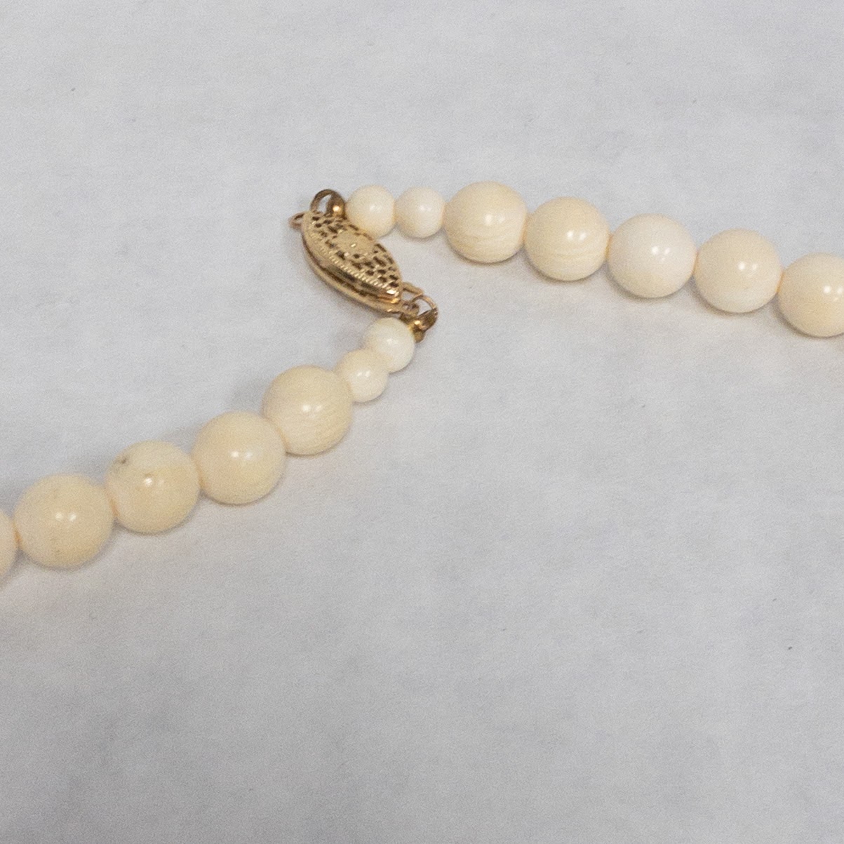 14K Gold White Coral Bead Strand