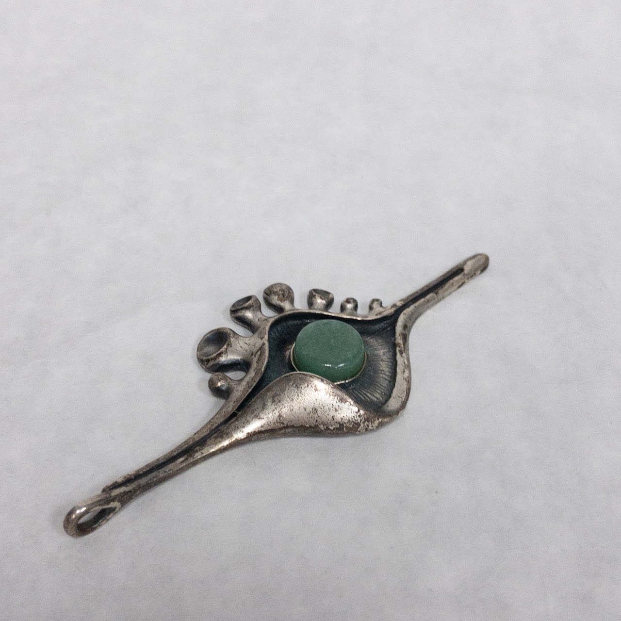 Brunel Sterling Silver & Jade Vintage Modernist Pendant