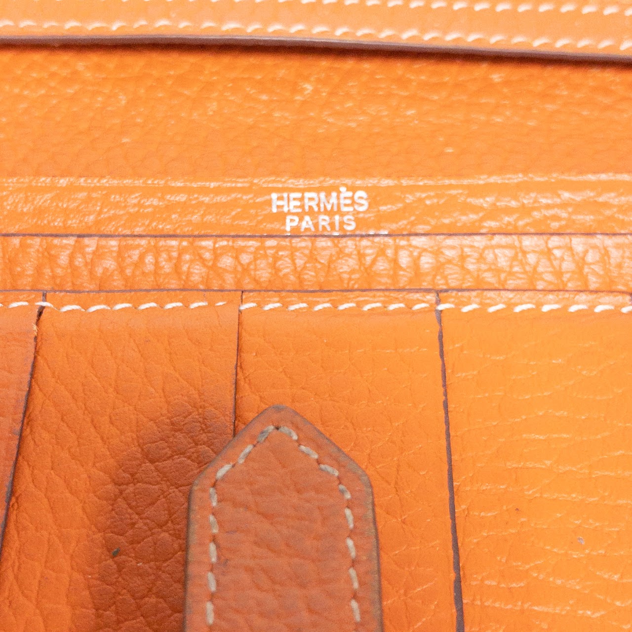 Hermès Orange Epsom Leather Bearn Wallet