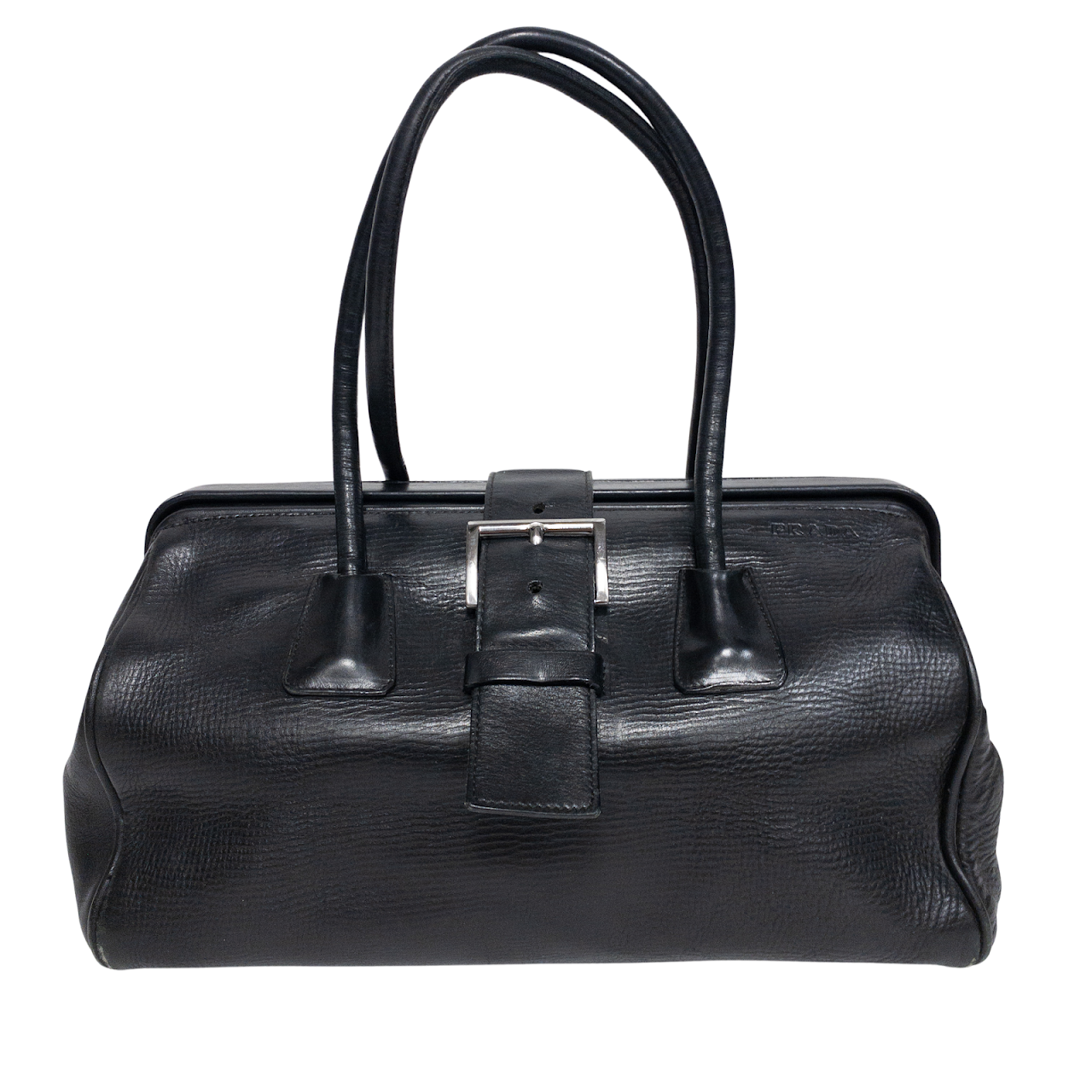 Prada Black Leather Frame Bag