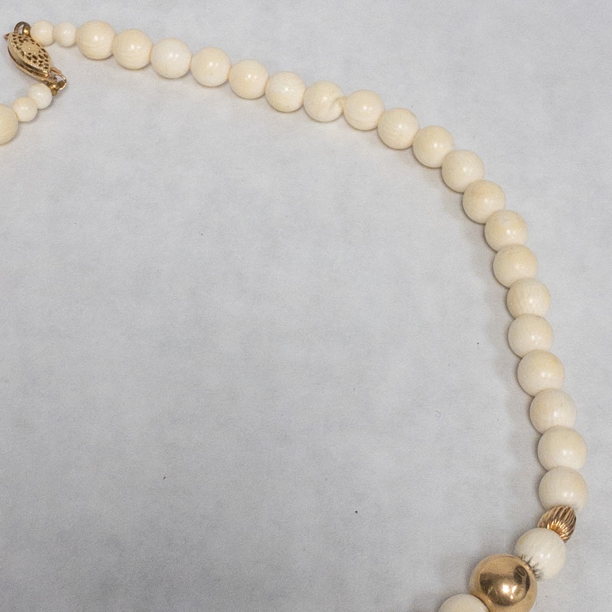 14K Gold White Coral Bead Strand