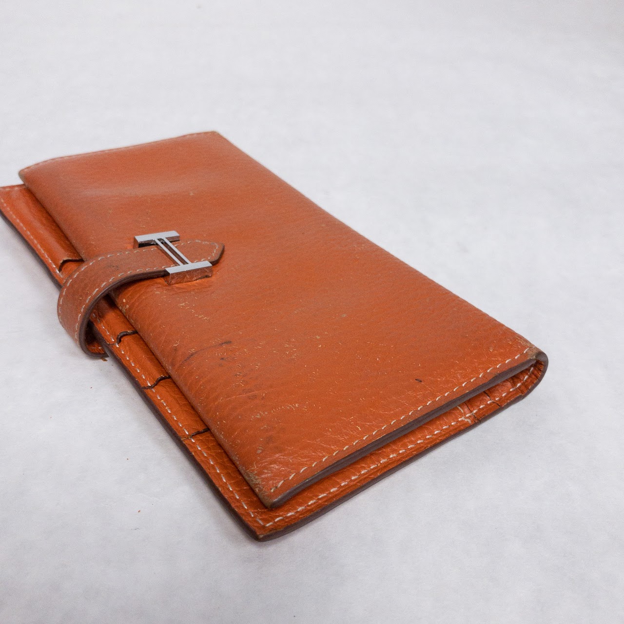 Hermès Orange Epsom Leather Bearn Wallet