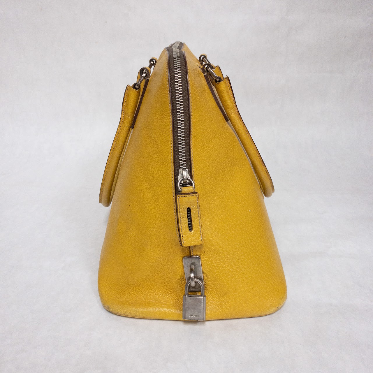 Prada Yellow Leather Dome Satchel