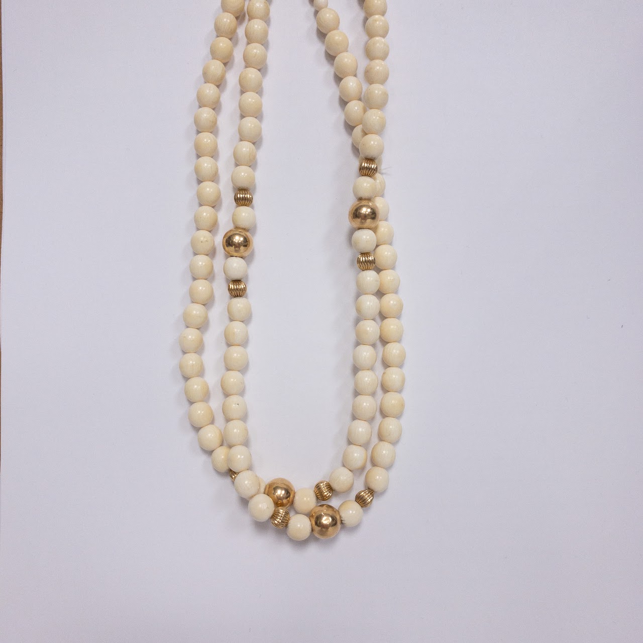 14K Gold White Coral Bead Strand