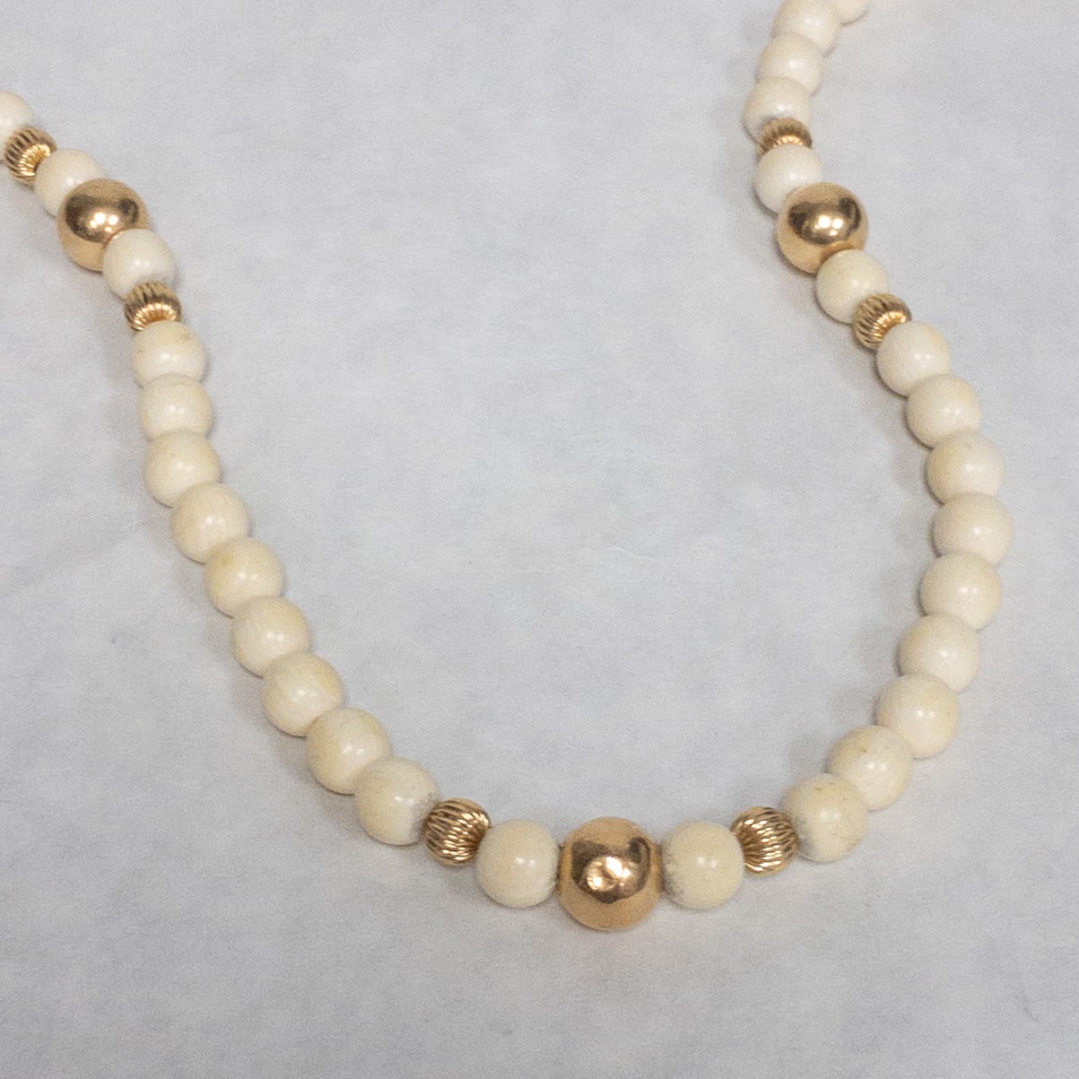 14K Gold White Coral Bead Strand