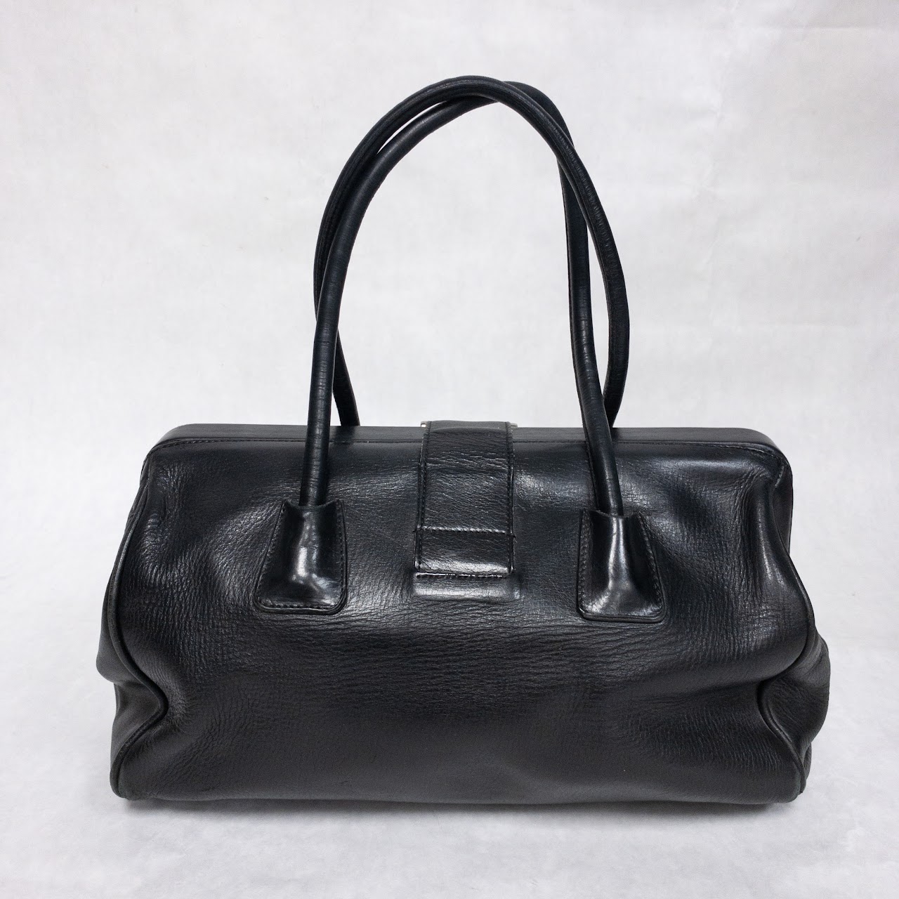 Prada Black Leather Frame Bag