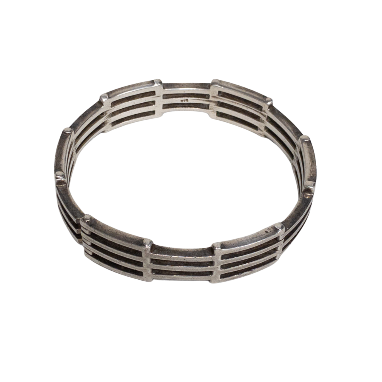 Sterling Silver Fence Link Bangle Bracelet