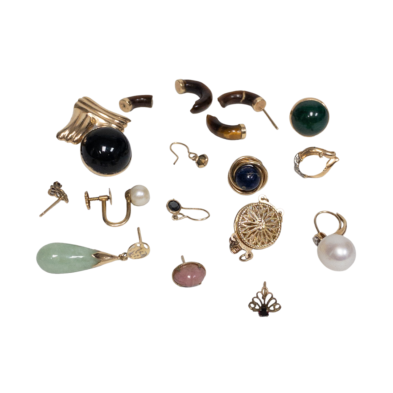 14K Gold & Gemstone Jewelry Lot FOR WEIGHT