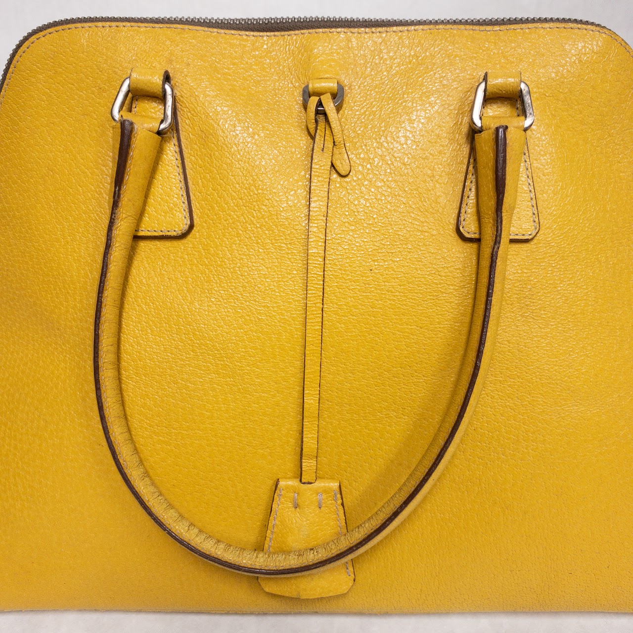 Prada Yellow Leather Dome Satchel