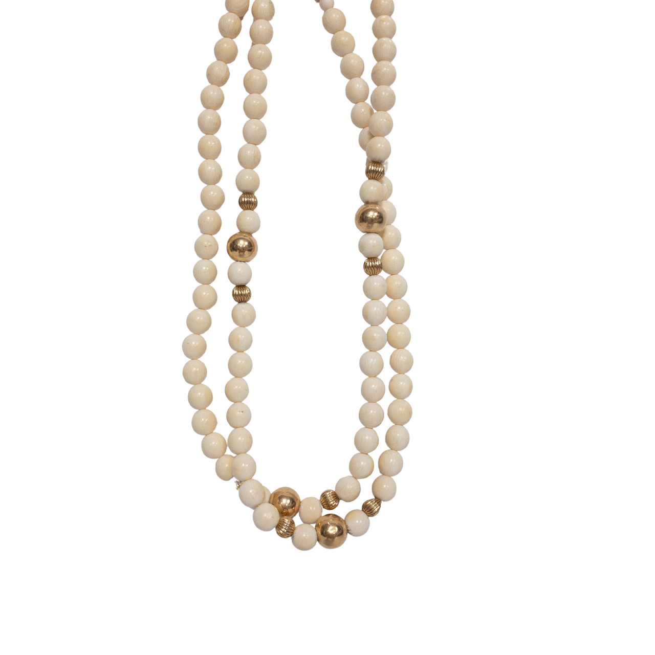 14K Gold White Coral Bead Strand