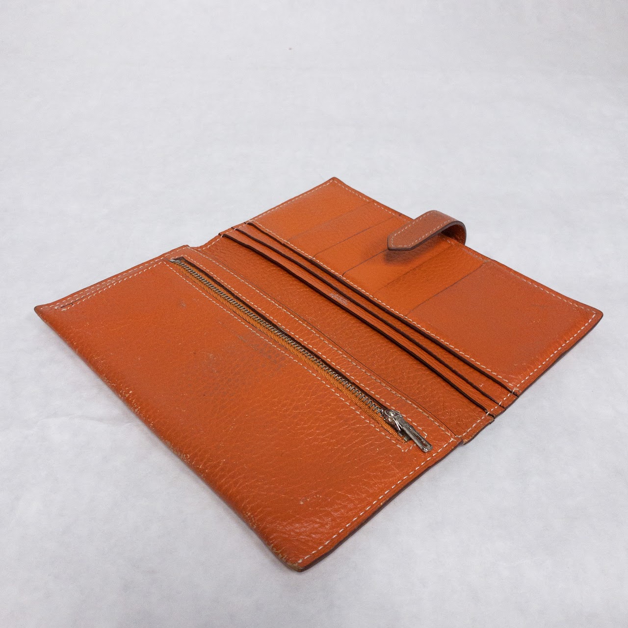 Hermès Orange Epsom Leather Bearn Wallet