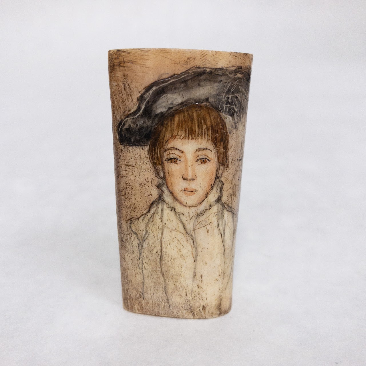 Scrimshaw Signed Portrait Brooch