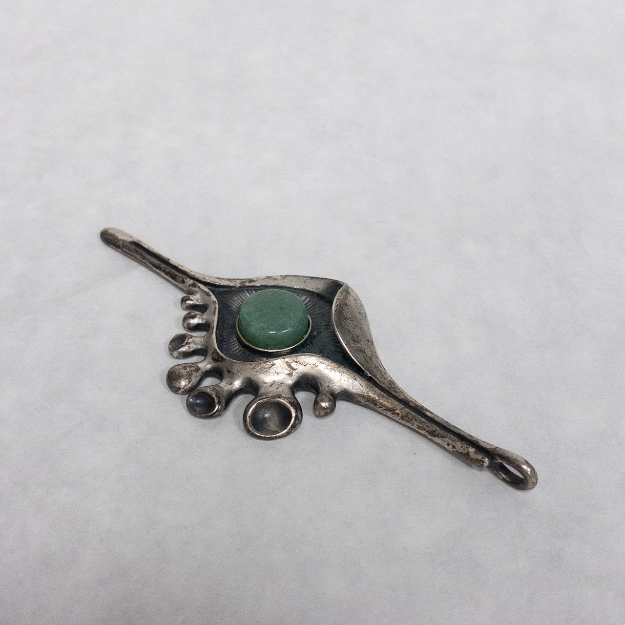 Brunel Sterling Silver & Jade Vintage Modernist Pendant