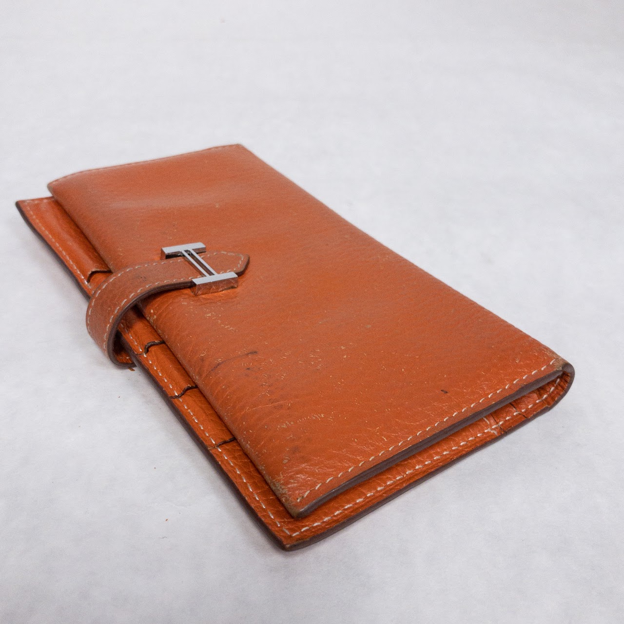 Hermès Orange Epsom Leather Bearn Wallet