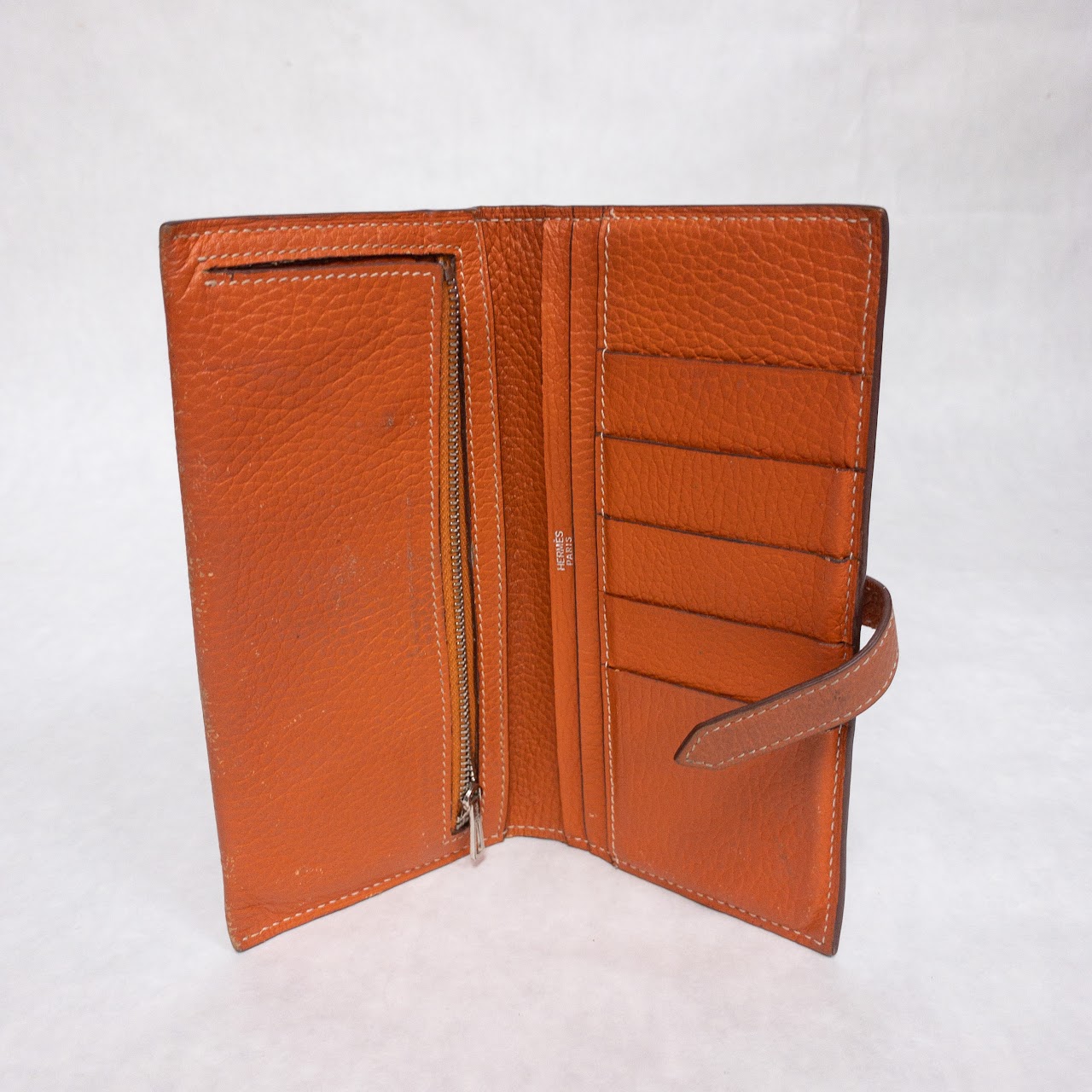 Hermès Orange Epsom Leather Bearn Wallet