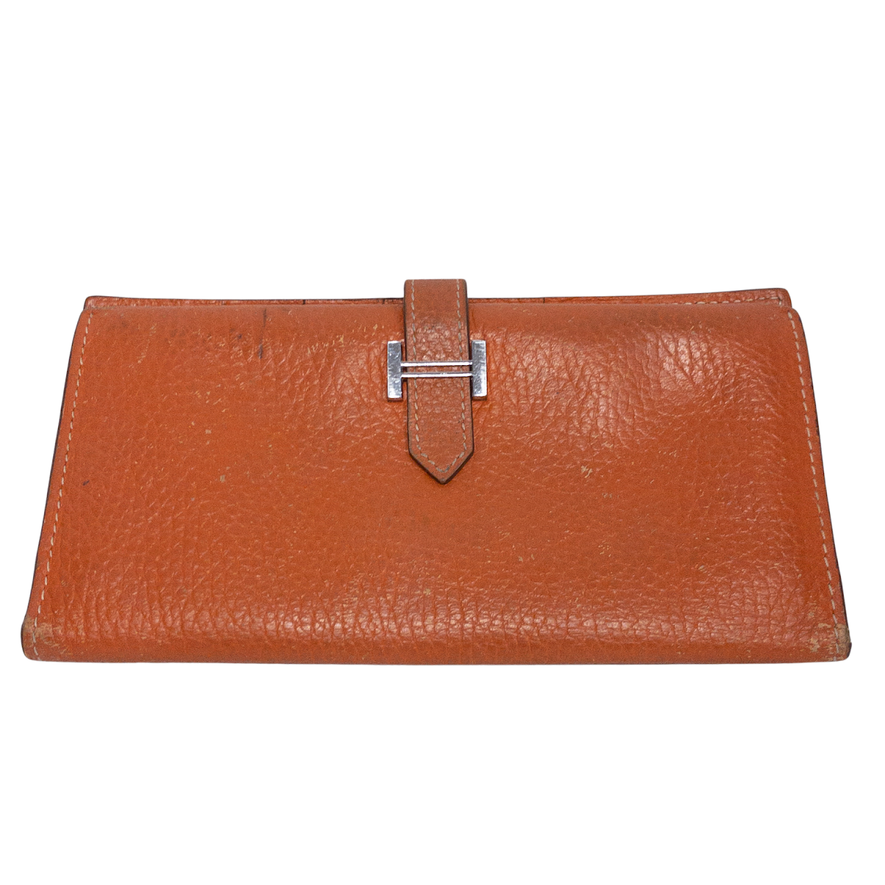 Hermès Orange Epsom Leather Bearn Wallet